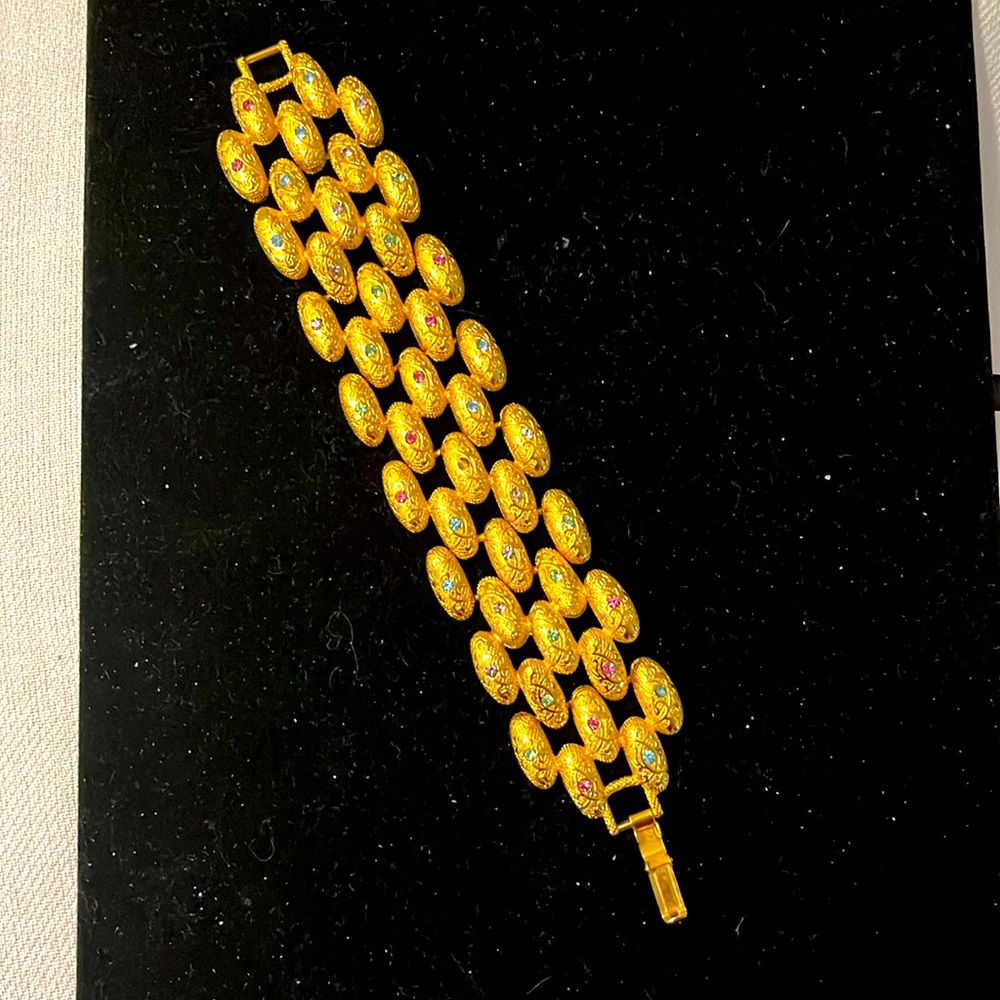Berebi gold tone and rhinestone bracelet